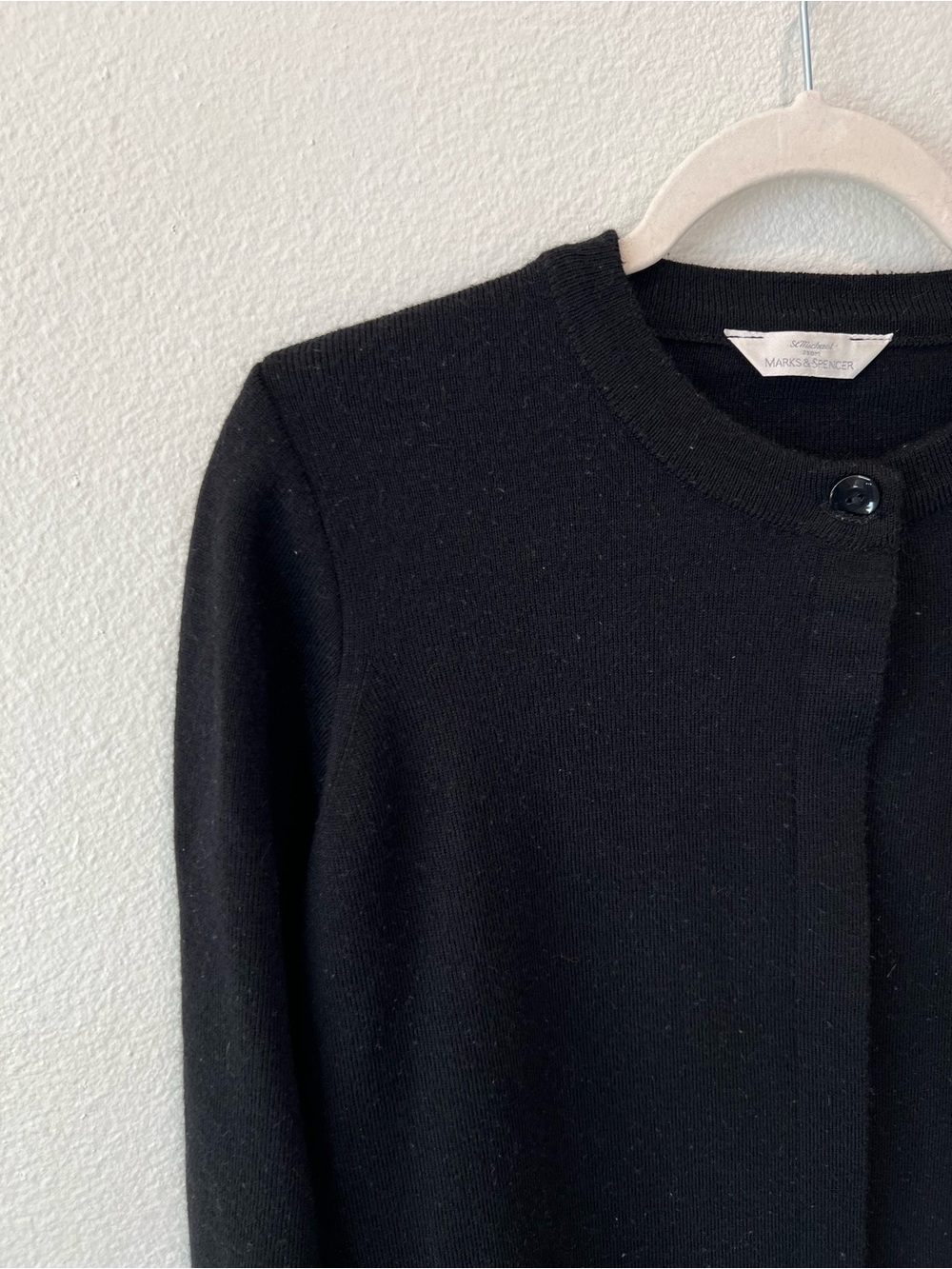 Marks & Spencer Black Button-Front Crewneck Cardigan